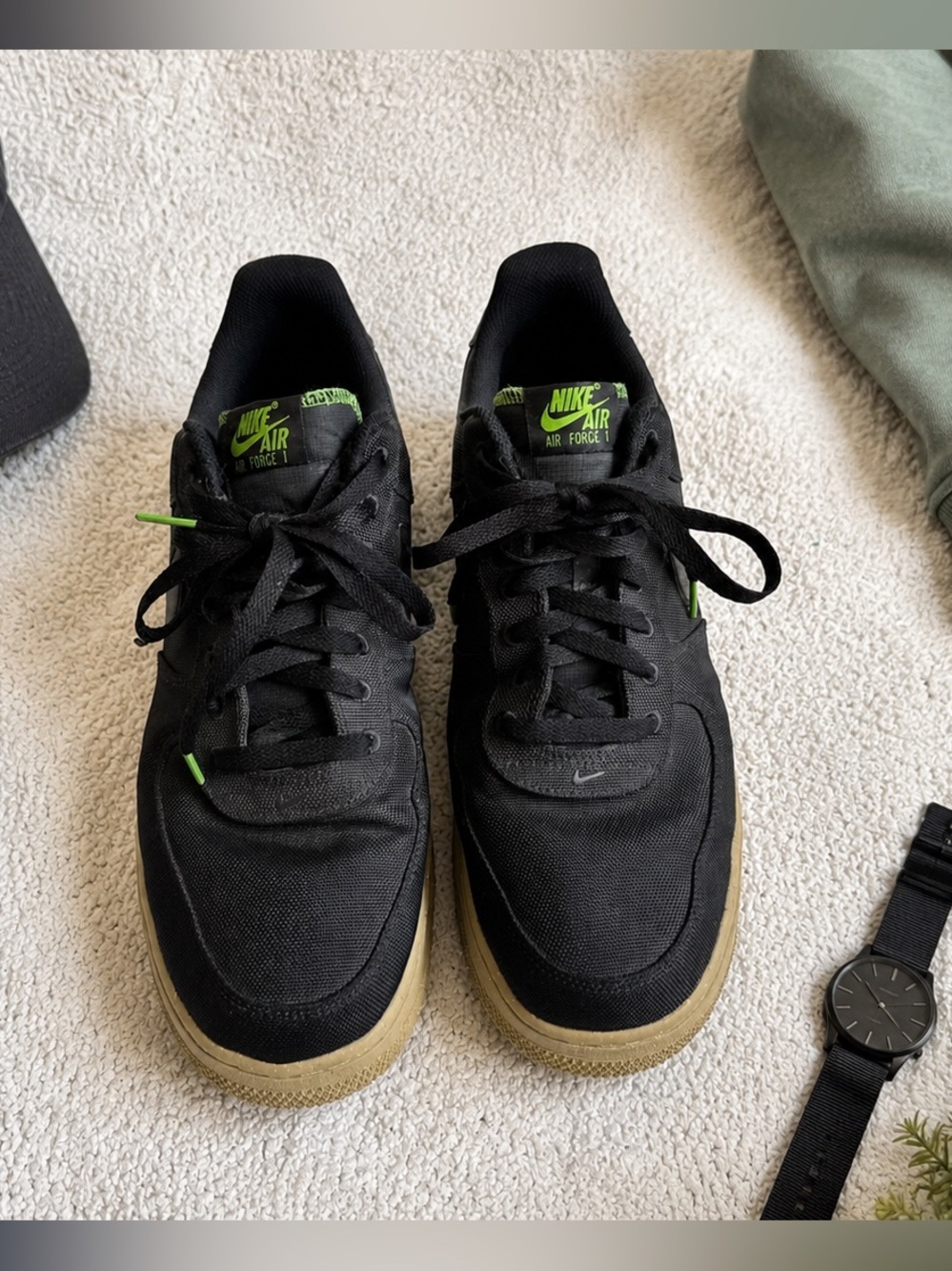 Nike Air Force 1 Low Sustainable Canvas Pack - Black Olive Size 13